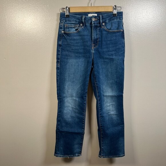 Good American Always Fits Good Legs Straight Jeans Size 00-4 Blue High Rise - Picture 1 of 10